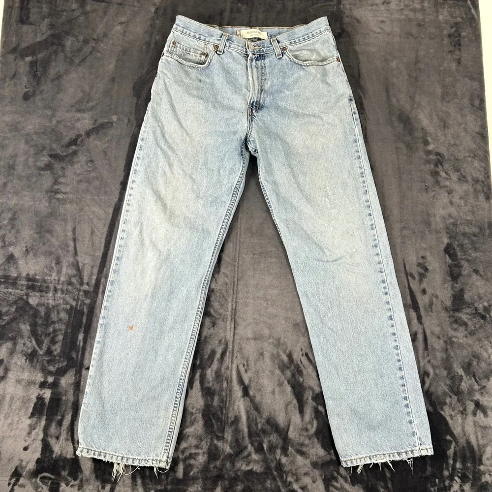 Levi's 505 Regular Fit Jeans Mens W34 L32 Light Wash Denim Straight Leg